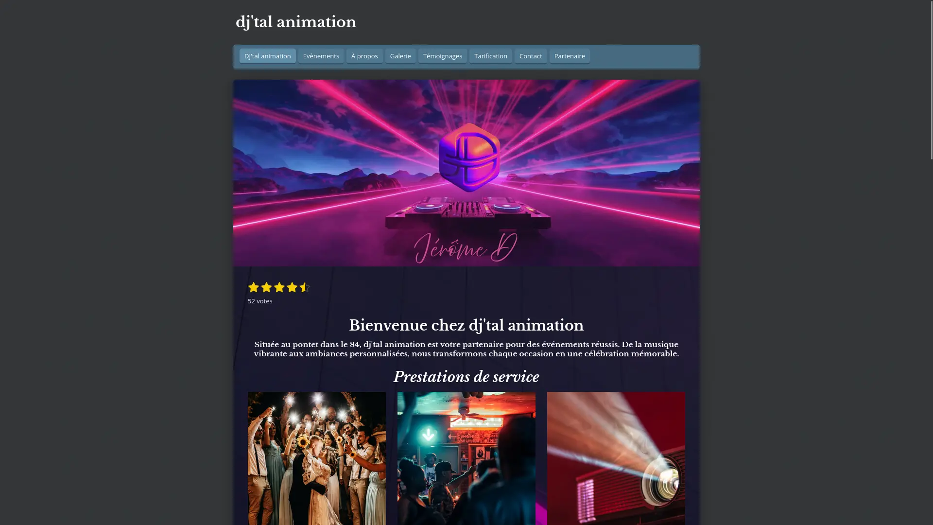 Le site vitrine du DJ Professionnel Jerome D — desktop 2