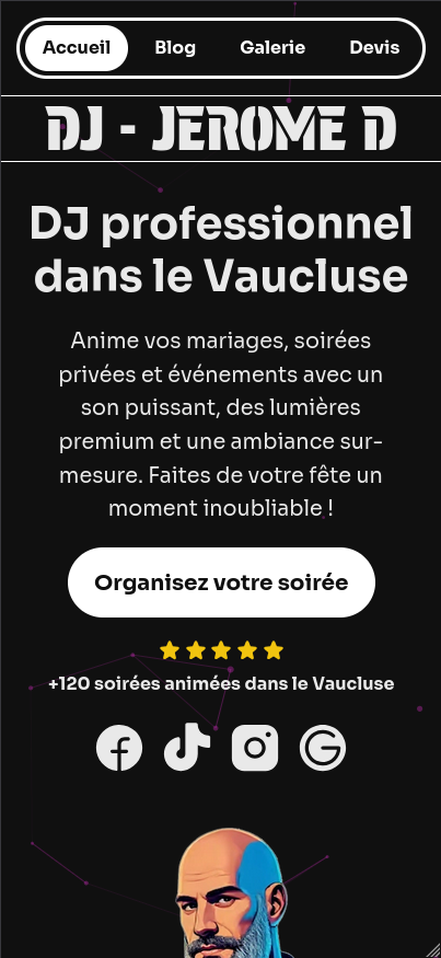 Le site vitrine du DJ Professionnel Jerome D — mobile 2
